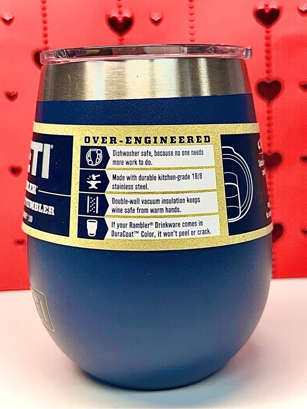 Yeti Navy Blue Wine Tumbler with Clear Lid